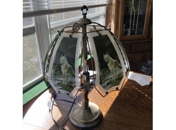 Wolf Glass Panel Table Lamp