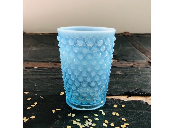 Small Blue Hobnail Glass Cup