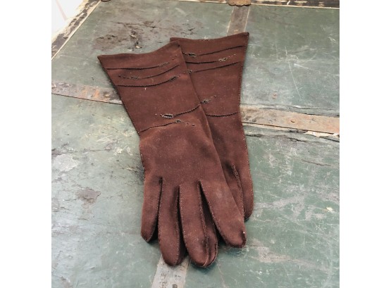 Ladies Kayser Double Woven Brown Gloves Size 7.5