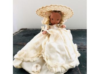 Vintage Storybook Doll With Hat And Dress
