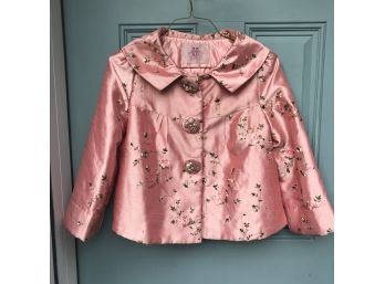 Light Pink Embroidered Jacket With Embellished Buttons