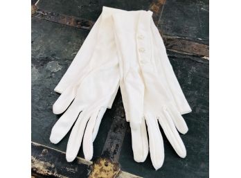 Ladies Long White Gloves With Buttons