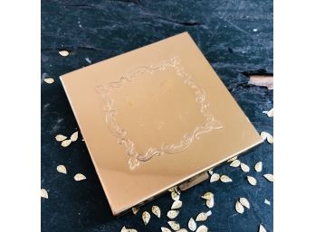 Gold Tone Compact With Mirror And Powder Compartment