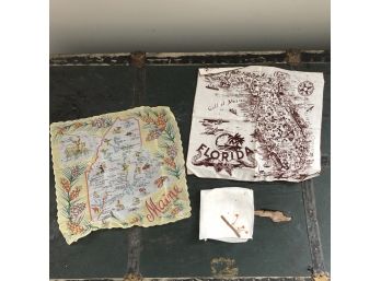 Vintage Maine And Florida Souvenir Handkerchiefs