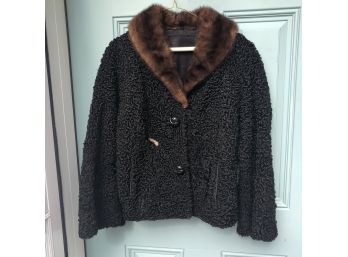 Vintage Fur Collared Jacket With Pockets (As Is)