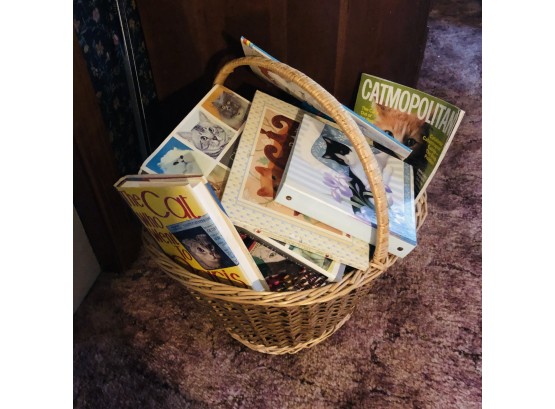 Basket Of Cat Books And Catmopolitan Magazine (a Coffee Table Must Have)