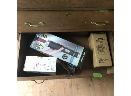 Dresser Drawer Lot: Plant Kits, Wine Opener
