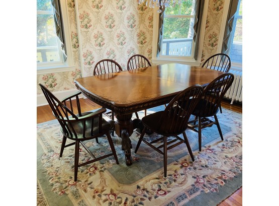 Double Pedestal Dining Room Table With 11 Chairs And Two Extension Leaves (First Floor)