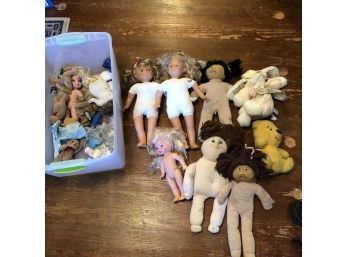 Vintage Dolls With One Cabbage Patch Doll In A Bin (Attic)