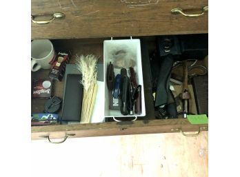 Dresser Drawer Lot: Pocket Knives, Watches, Etc.