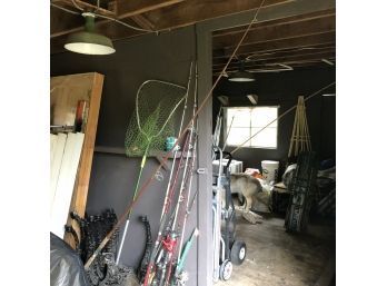 Fishing Pole Assortment And Net (Barn)