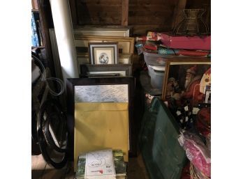 Assorted Frames And Prints, Antique And Vintage (Attic)