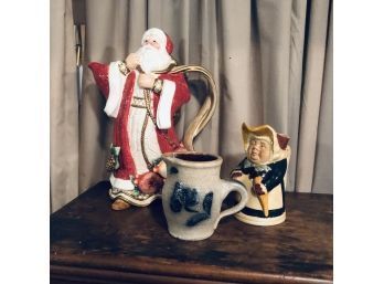 Assorted Pitchers With Fitz & Floyd Santa (Basement)