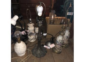Vintage Table Lamps And Oil Lamps Lot (Attic)