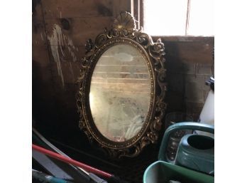 Vintage Oval Mirror In Gold (Barn)