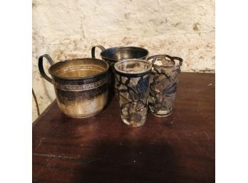 Set Of Sterling Cups And Shot Glasses (Basement)