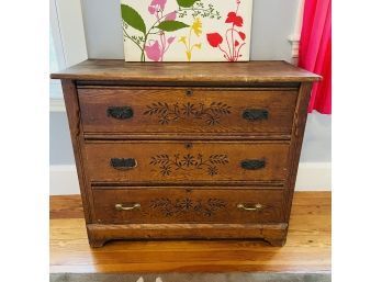 Vintage 3-drawer Dresser With Carved Details (Upstairs)