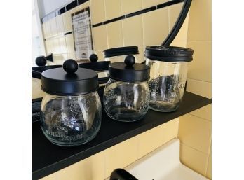 Black Bathroom Canisters And Soap Dispensers (Upstairs)