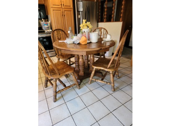 Round Wood Table With 4 Chairs