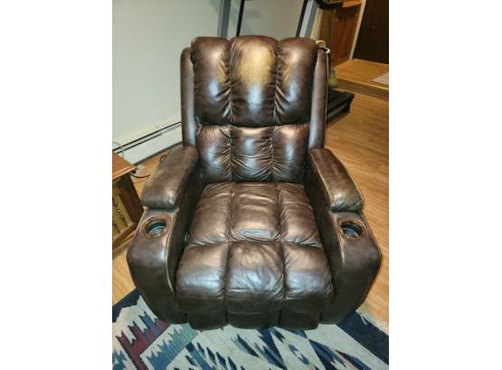 Leather Recliner With Cup Holder