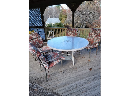 Glass Round Outdoor Table And 4 Chairs