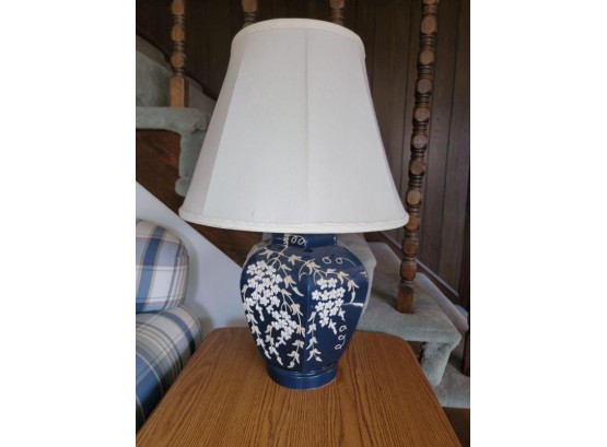 Blue Flowered Ceramic Lamp #1
