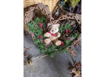 Heart Shaped Basket With Bear