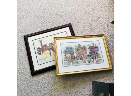 Set Of Two Assorted Framed Pieces