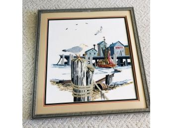Large Seagull Embroidery In A Frame