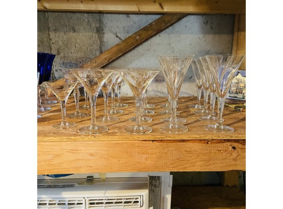 Etched Crystal Glassware Lot (basement Shelf)