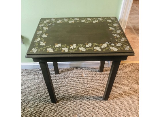 Painted Occasional Table With Bees And Flowers