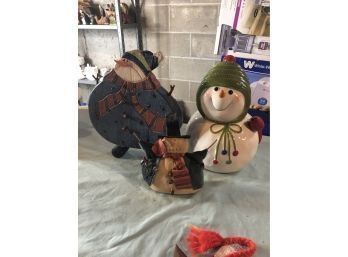 Assorted Christmas Decorations: Trio Of Snowmen