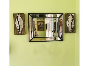 Wall Mirror With Two Decorative Hooks
