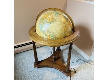 Large Globe On Wooden Stand - Soft Glow Light