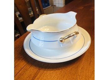 Vintage Stubenville Gravy Boat With Attached Underplate