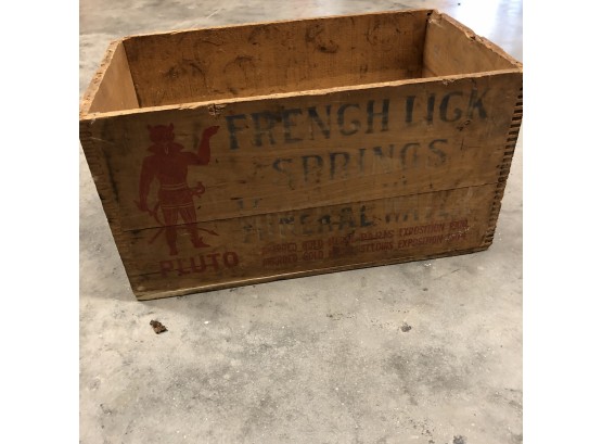 French Lick Springs Pluto Mineral Water Wooden Crate