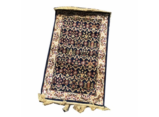 Navy Floral Toss Rug With Fringe 35'x19'