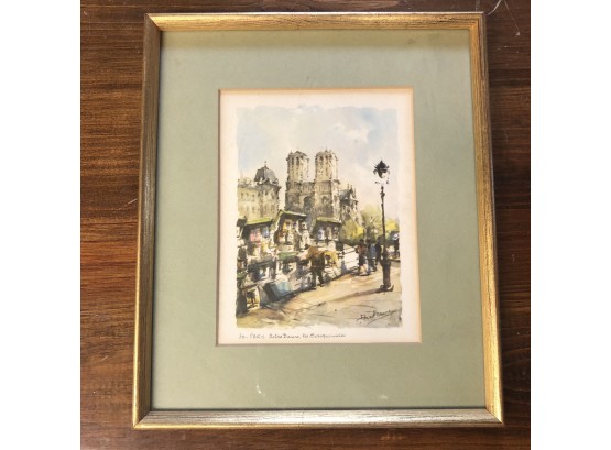Framed Paris Watercolor Print - Notre Dame (No. 2)