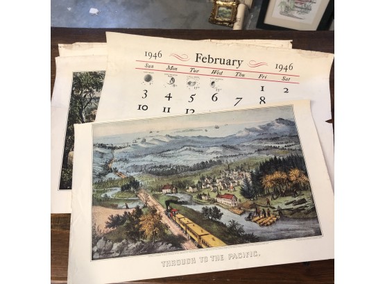 Currier & Ives The Travelers 1946 Calendar - 12 Pages