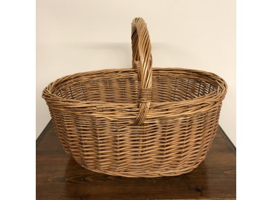 Oval Basket With High Sides And Center Handle