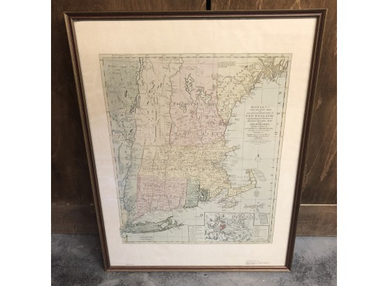 Framed Reduction Print Of Bowles's New Pocket Map Of New England