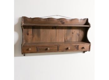 Wooden Wall Shelf With Drawers