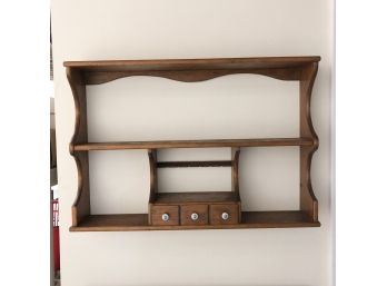 Open Wall Shelf With Drawers And Ceramic Knobs