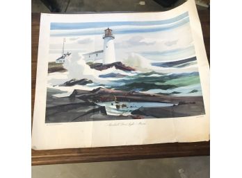 Andrew Wyeth Watercolor Print Of Marshall Point Light, Maine