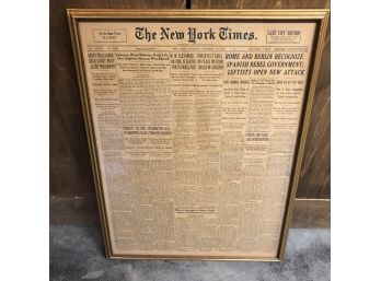 NY Times Nov. 19, 1936 Late City Edition With Certificate Of Authenticity