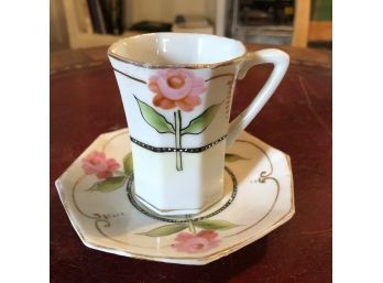 Vintage Nippon Painted Tea Cup With Saucer