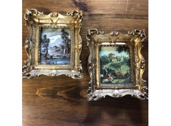 Set Of Two Prints In Ornate Gold Frames