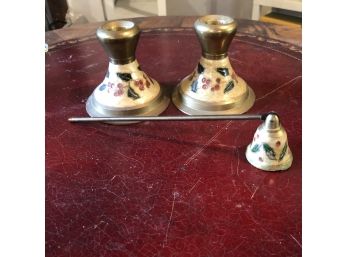Holiday Themed Candleholders With Matching Snuffer