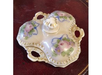 Vintage Hand Painted Divided Dish With Lid