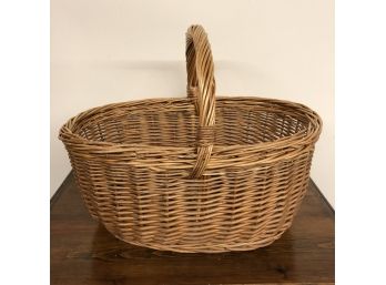 Oval Basket With High Sides And Center Handle